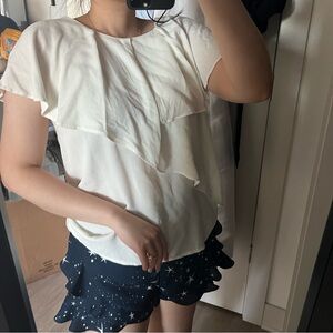 who what wear ruffle blouse Oct sale